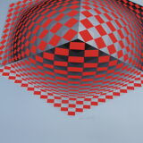 Sérigraphie signée numérotée op art cinétique argenté Victor Vasarely