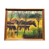 Oil on canvas Horses signed J.Kirsch 1961 (88x72)