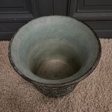 Pair of planters from the 60s with antique decor, green background