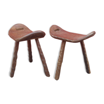 Pair of brutalist tripod stools