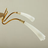 Italian mid century spider chandelier in brass and Murano glass, 1950s