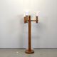 Turned solid pine floor lamp by Uno Kristiansson for Luxus Sweden, 1970s