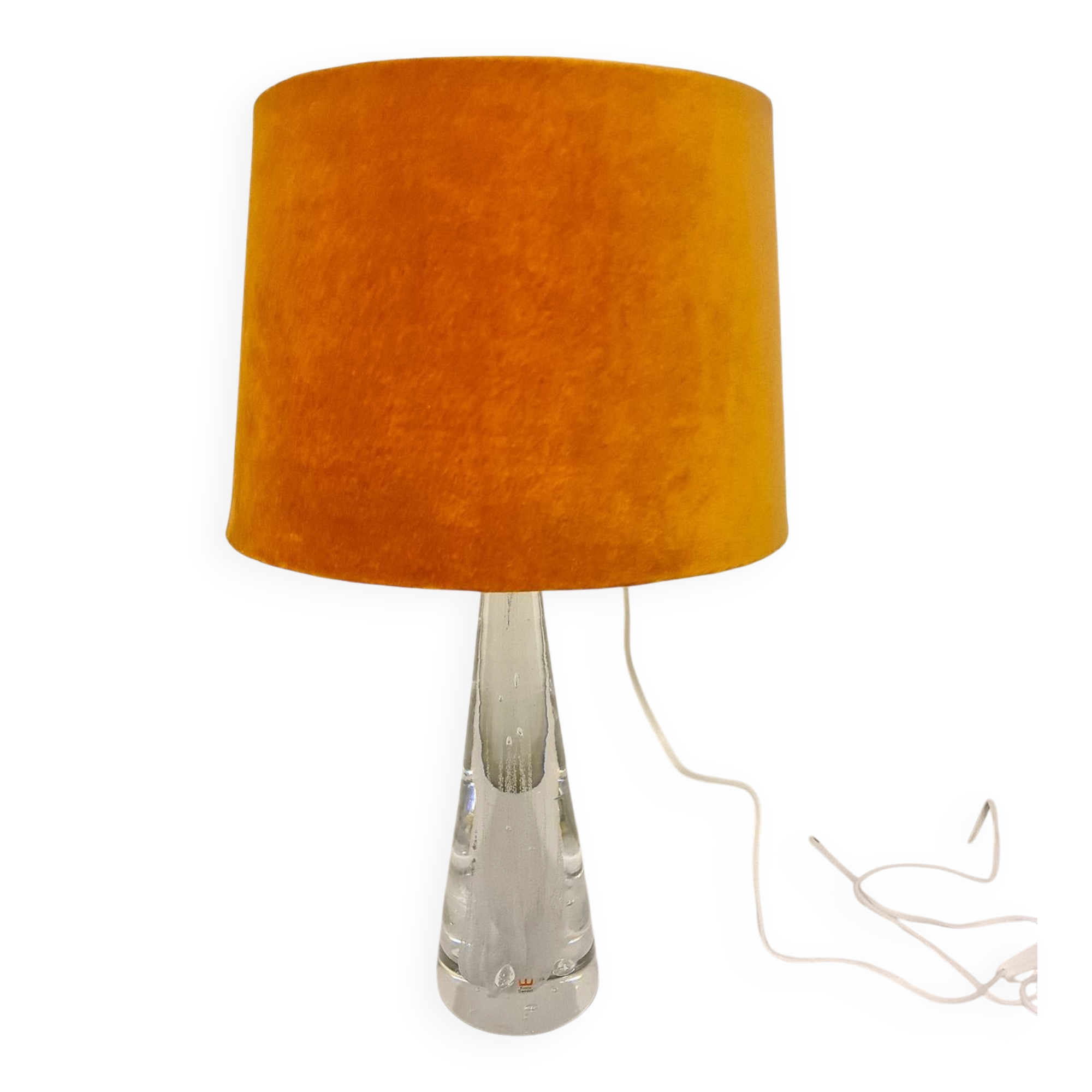 Mid-century crystal glass table lamp by Vicke Lindstrand Kosta, Sweden.