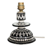 Moroccan glazed terracotta table lamp from Safi, ceramic bedside lamp.