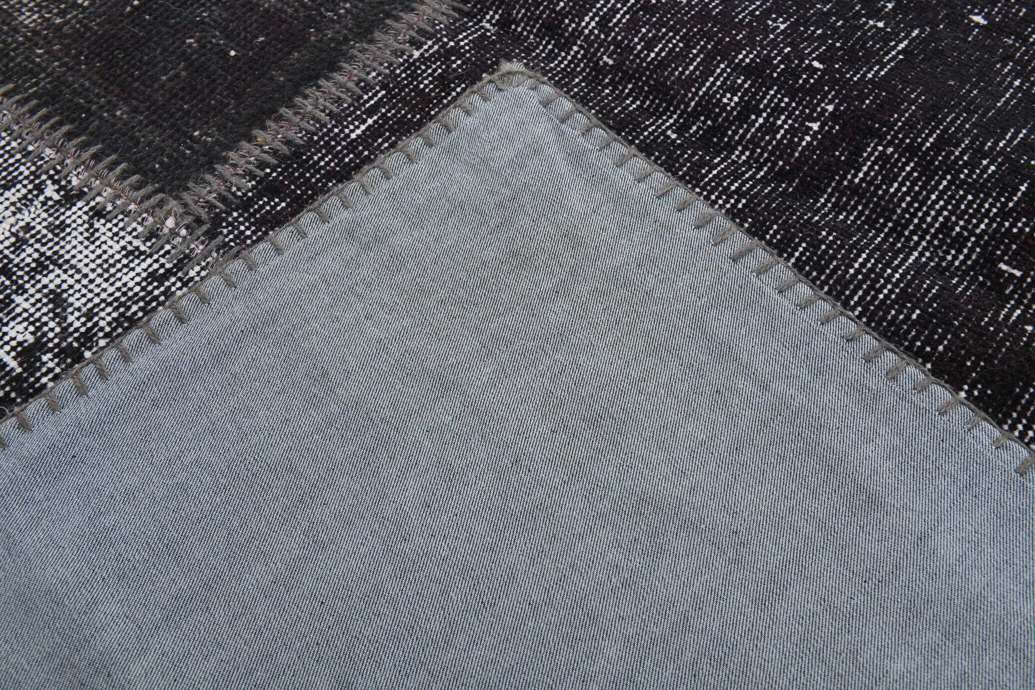 7x10 distressed black & gray vintage rug, 299x203cm