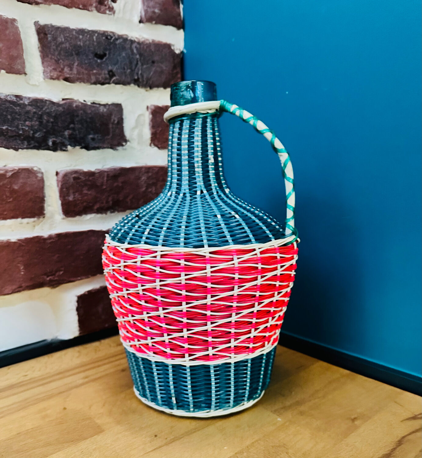 Demijohn scoubidou vintage