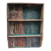 Wall shelf 3 shelves + 4 hooks cast iron in polychrome wood
