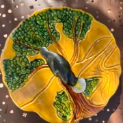 Ceramic cheese platter Vallauris, crow and tree, years