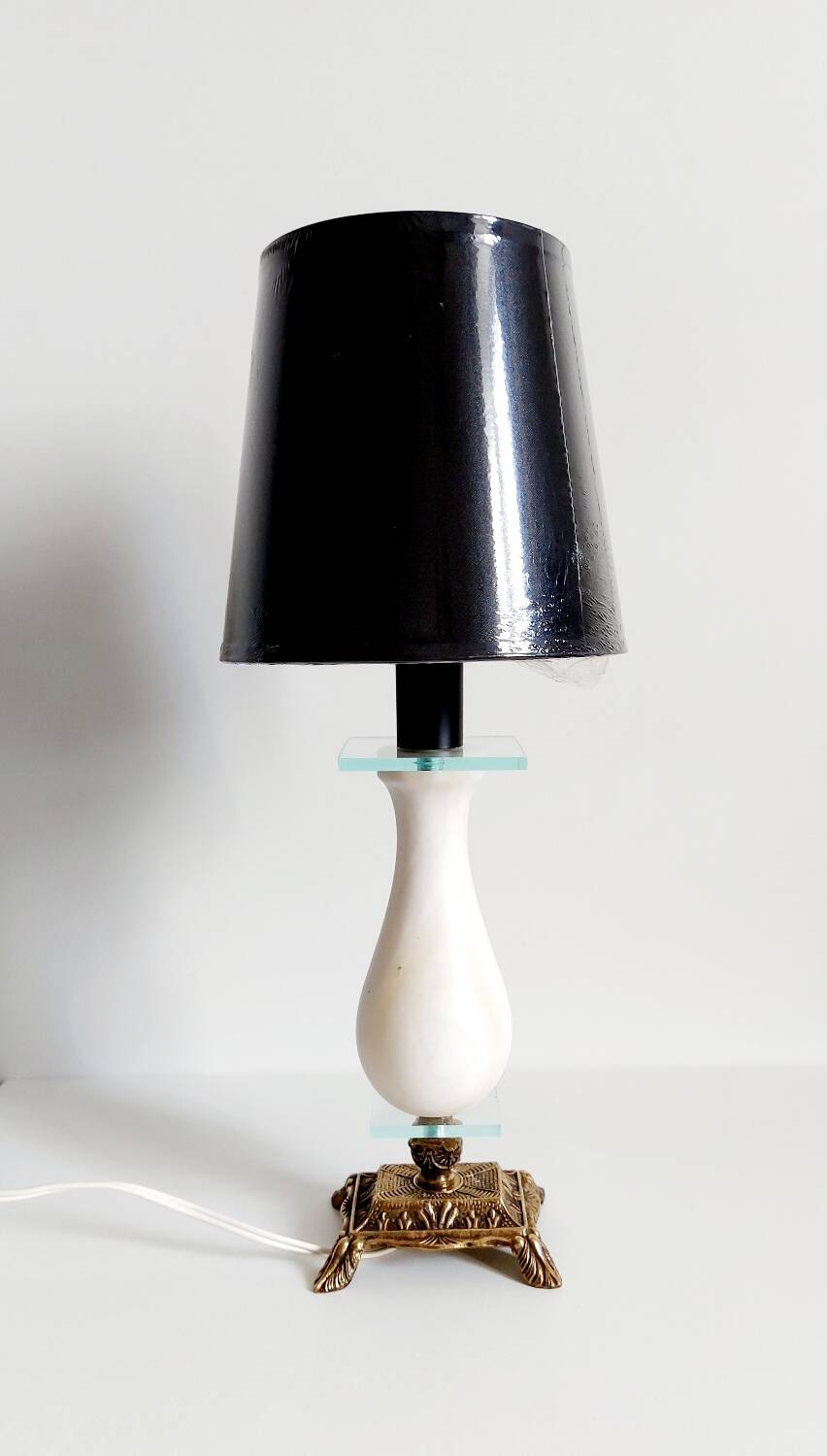 Vintage alabaster and brass lamp