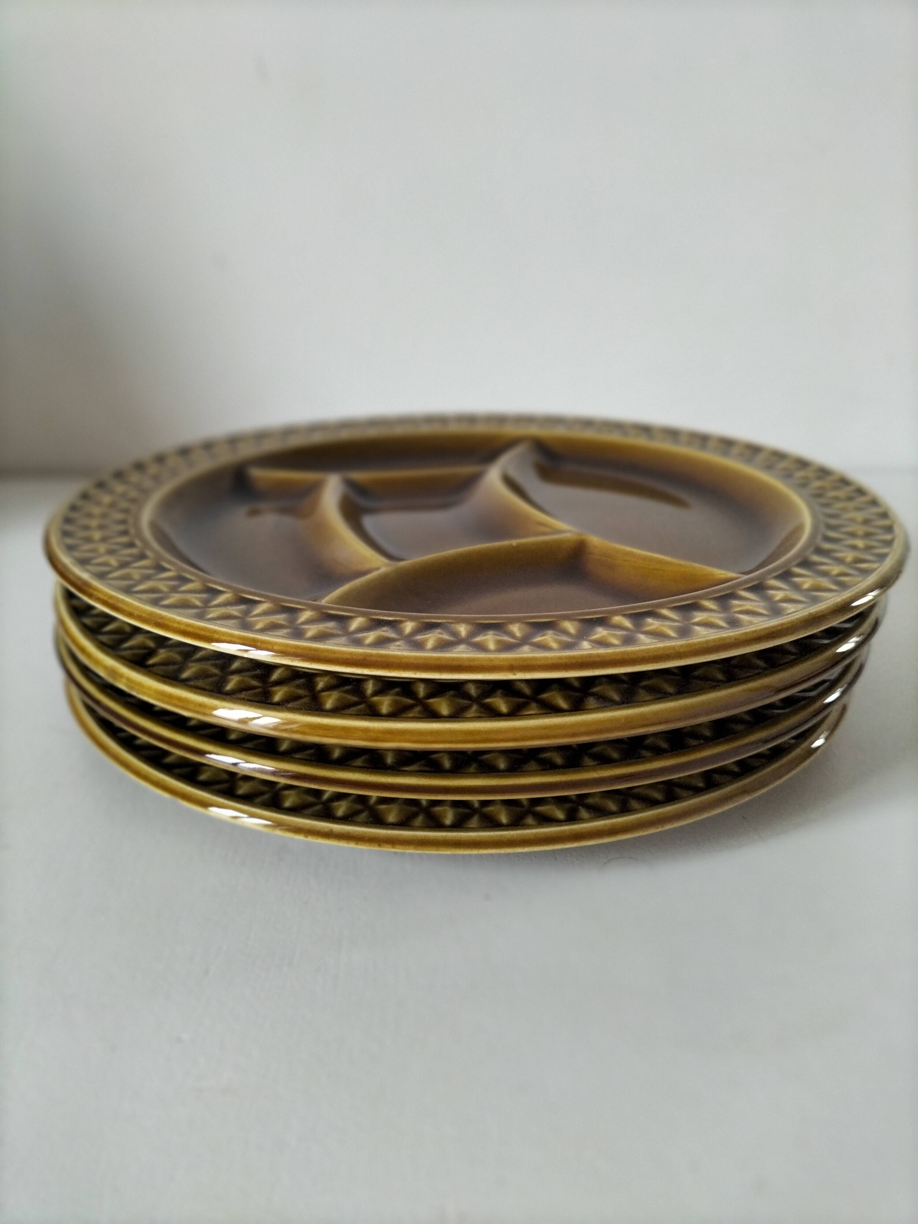Ensemble de 4 assiettes compartimentées Digoin Sarreguemines