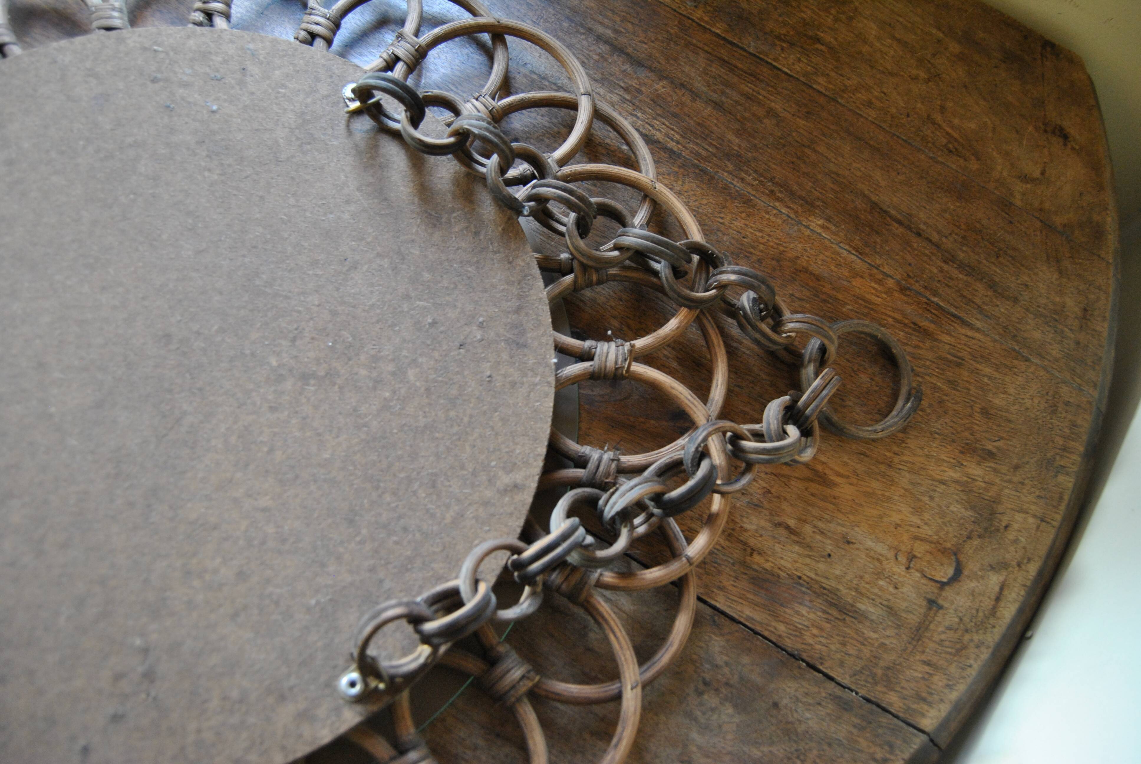 Rattan mirror "art vannerie" 60s 54cm