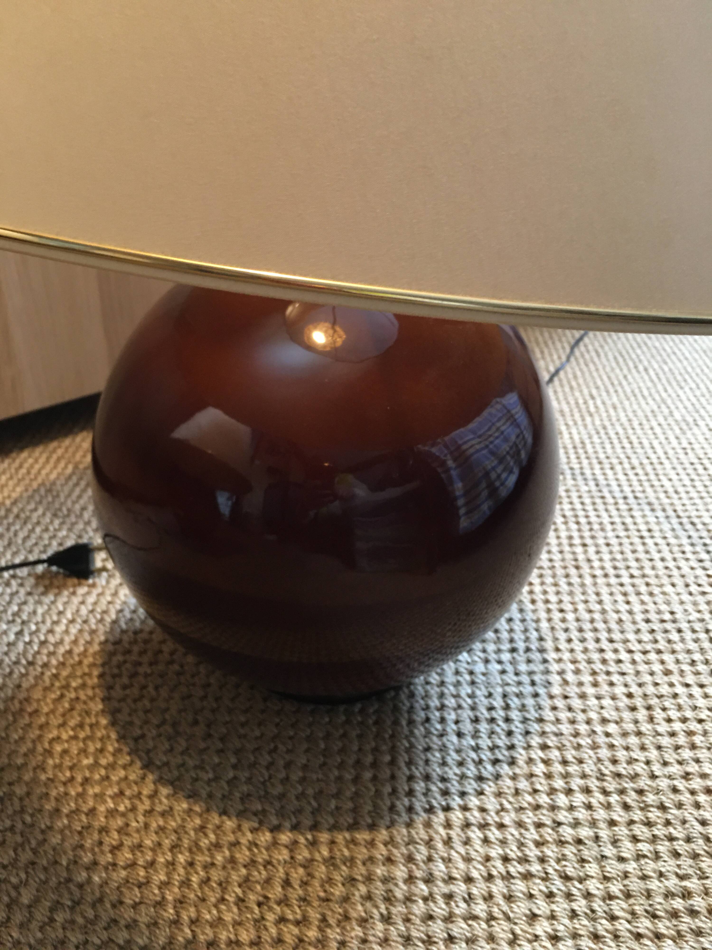 Pair of very large glazed ceramic ball lamps €80