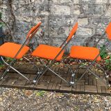 Framar folding chairs orange felt 1970