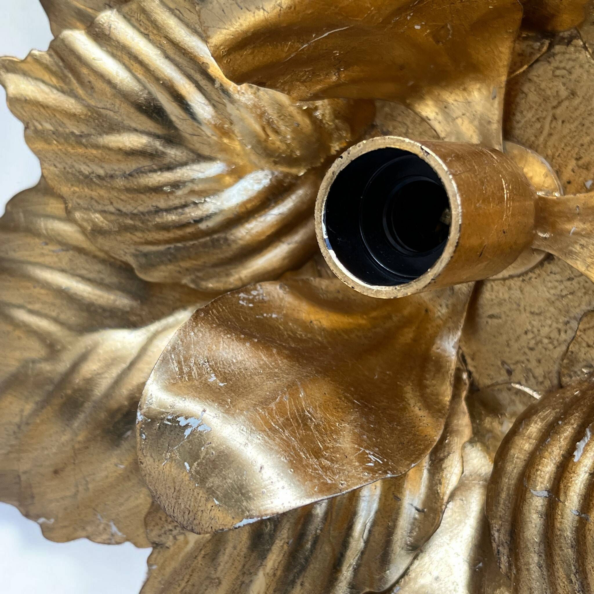 Vintage gold leaf metal flower applique