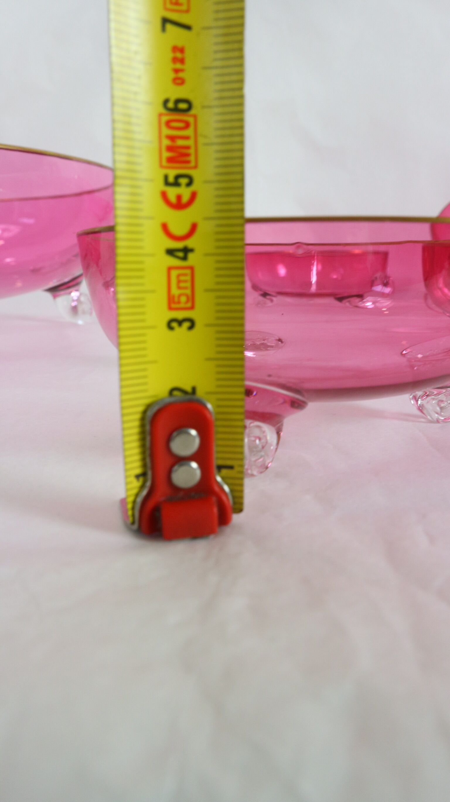 Vintage glasses service cup pink for 7 with service bowl