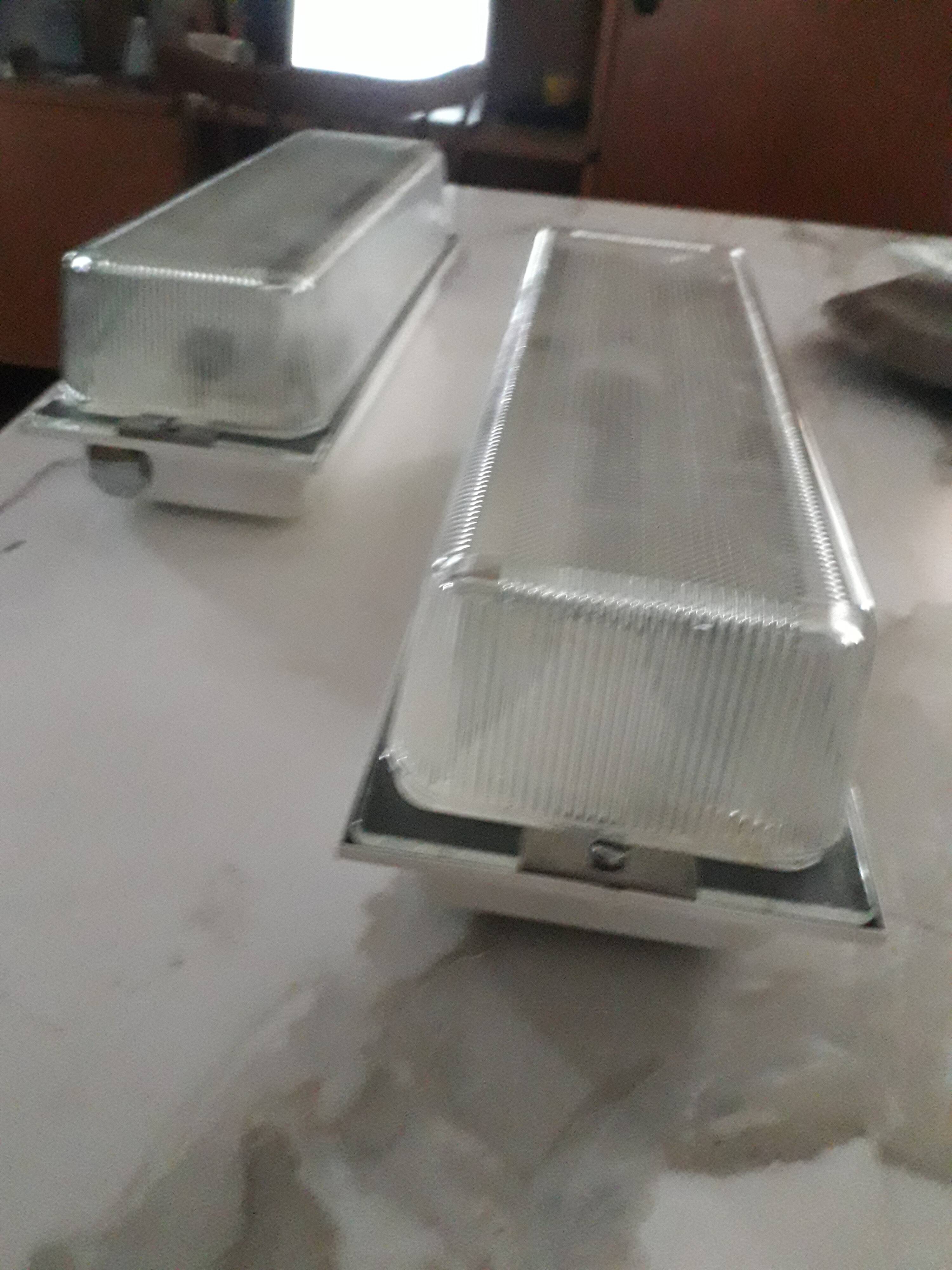 Pair of industrial rectangle wall lights