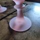 3 pink satin glass dessert bowls – 1950s