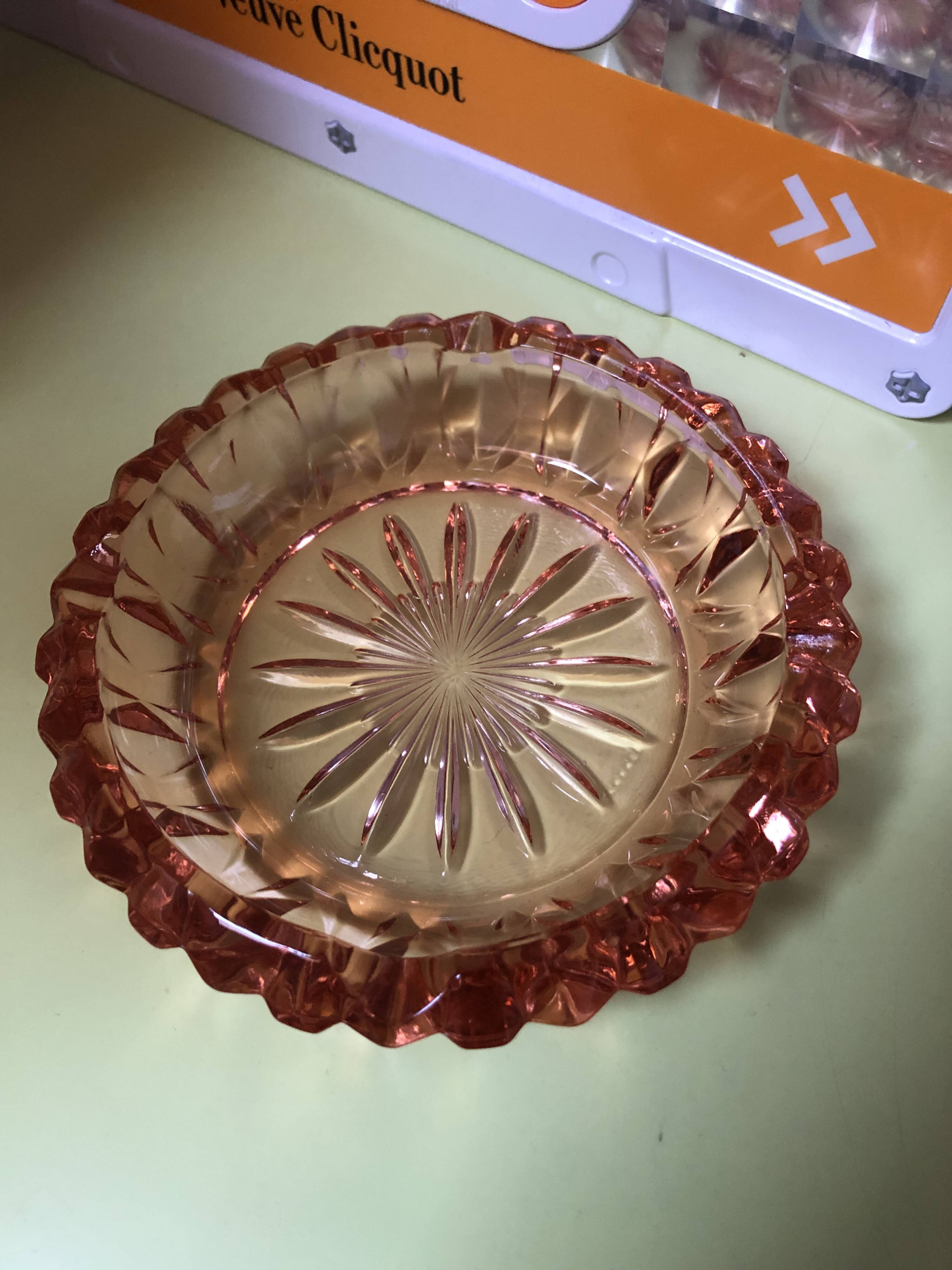 Vintage orange glass ashtray