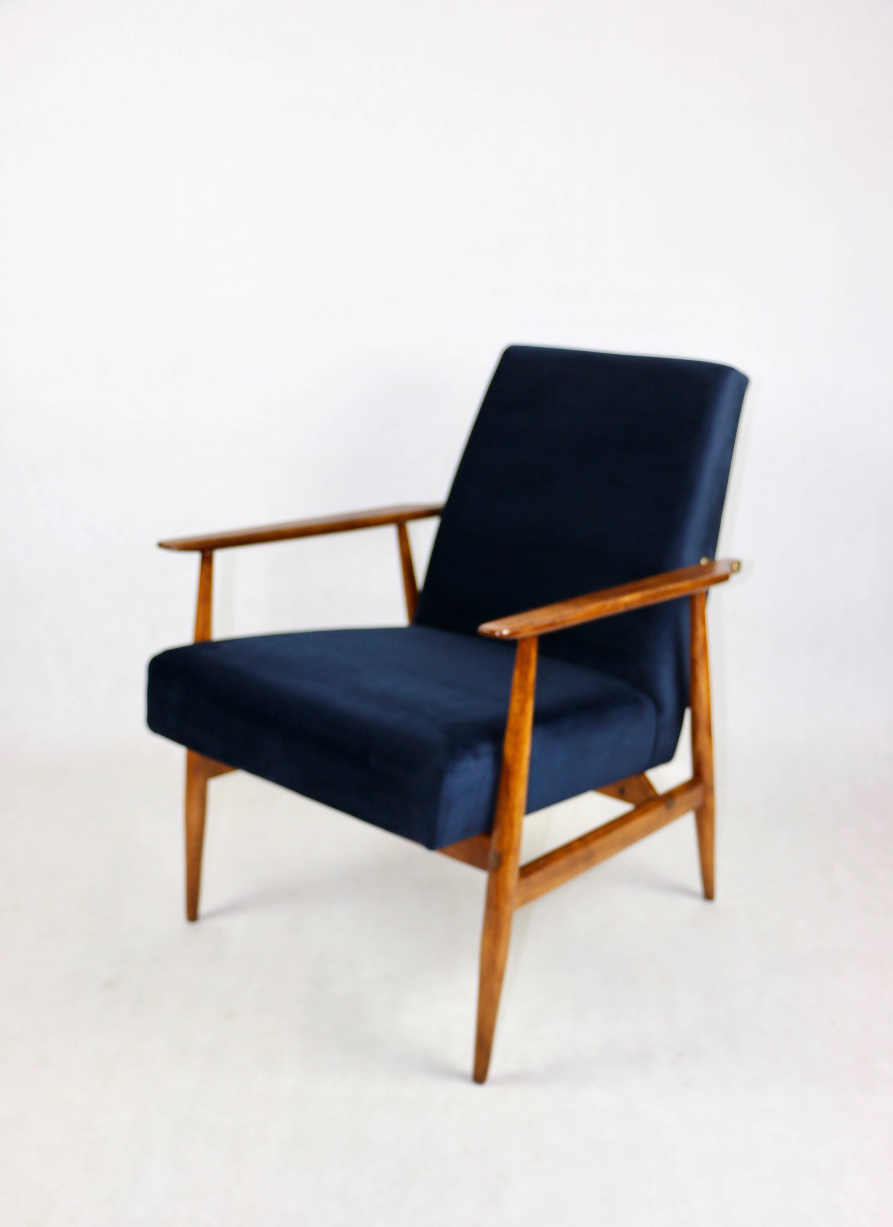 Armchair 'Lis', 1970s navy blue design by Henryk Lis