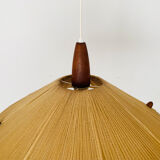 Raffia bast and teak pendant lamp by Temde