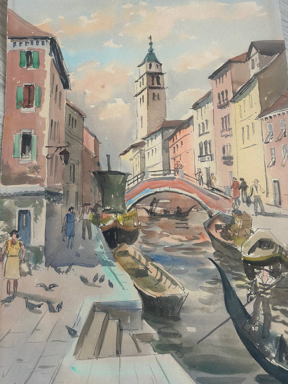 Watercolour of Venice, By Hourregue