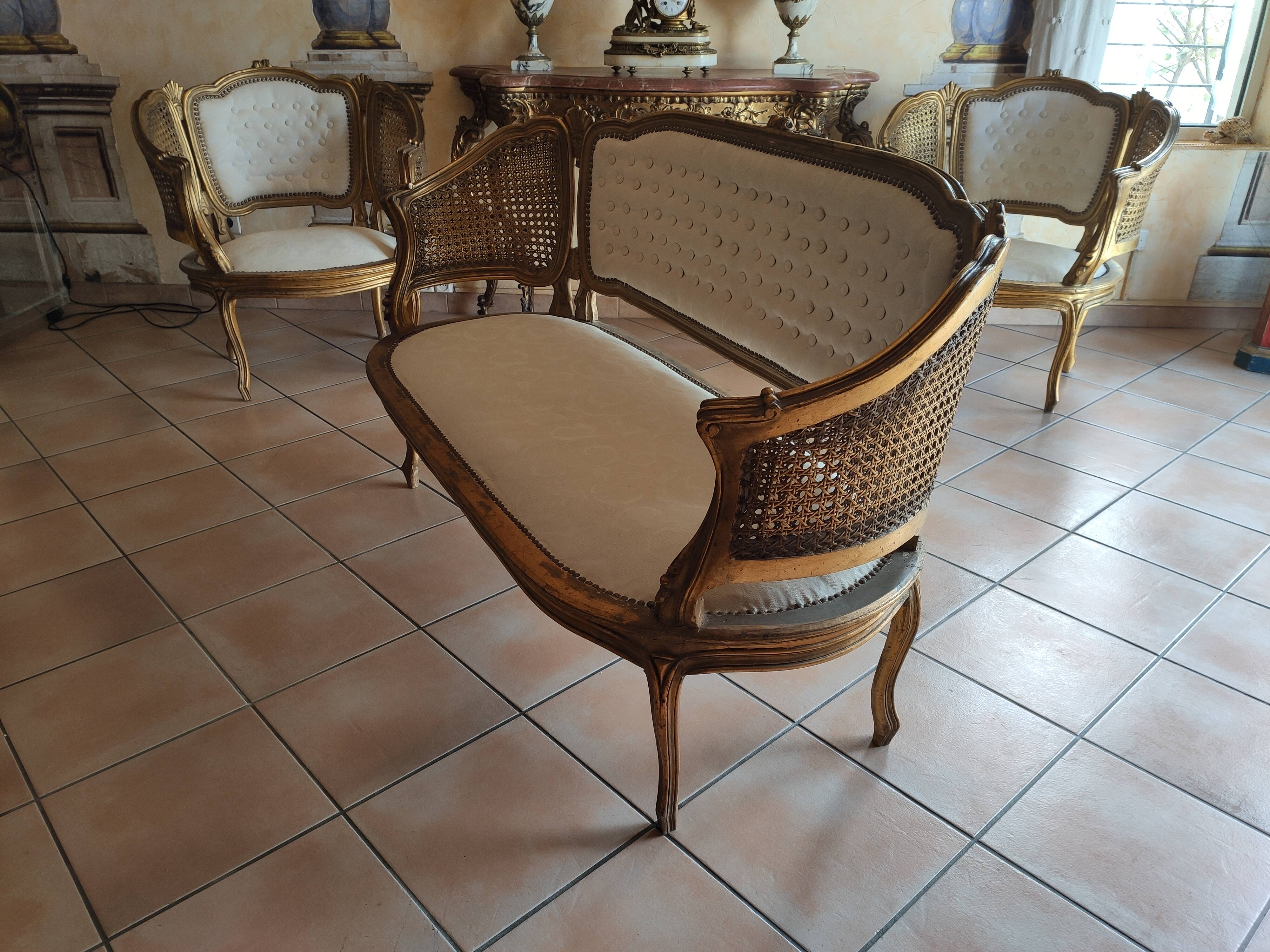 Salon Louis XV three pieces in golden wood