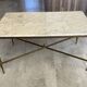 Table basse marbre blanc gris structure en métal laiton doré vintage 60s