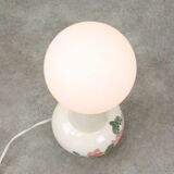 Mid-century Italian Floral Table Lamp in Ceramic and Opaline