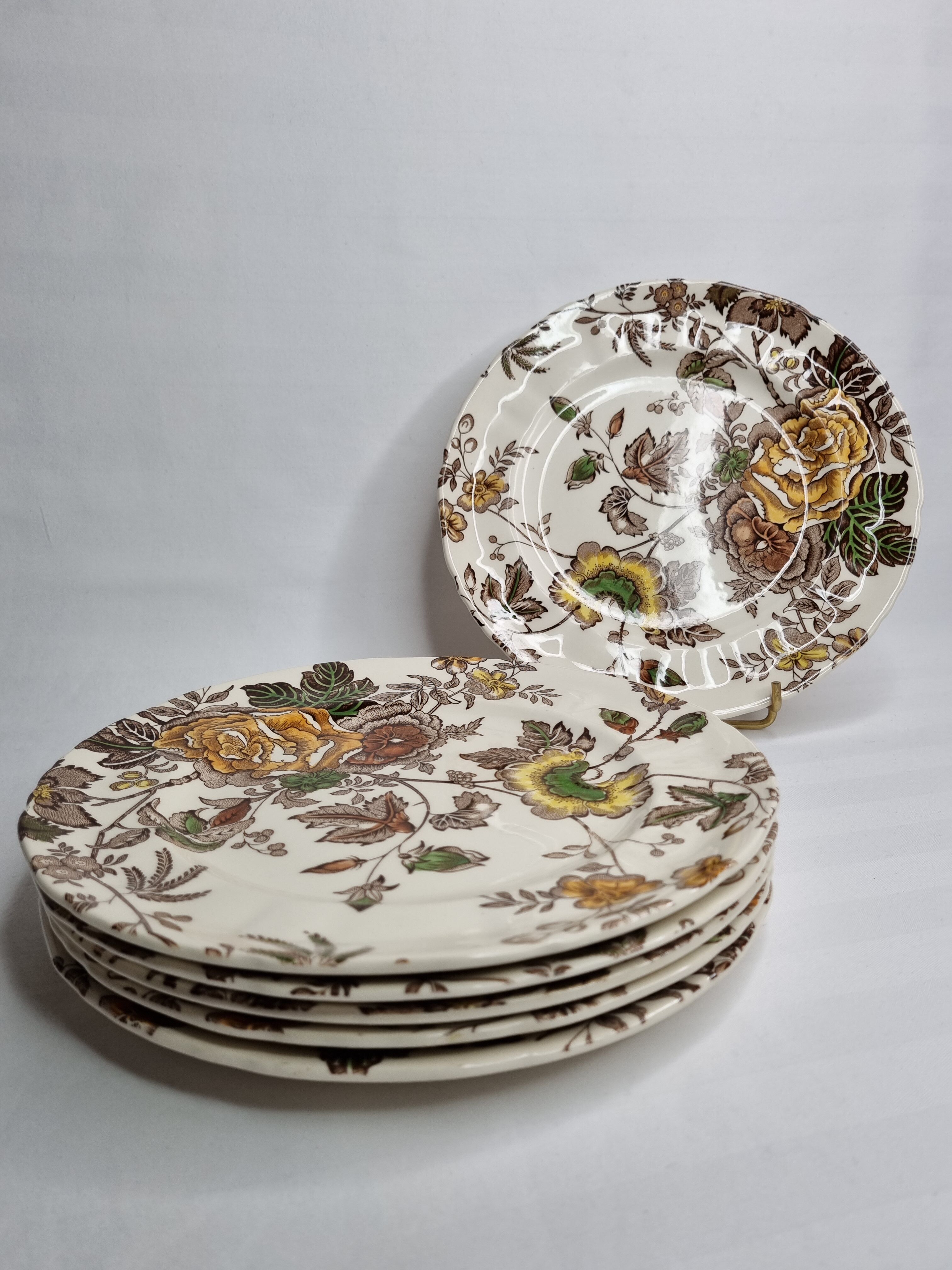 Set of 6 flat plates Mason's (England) chantilly model, 22.5 cm