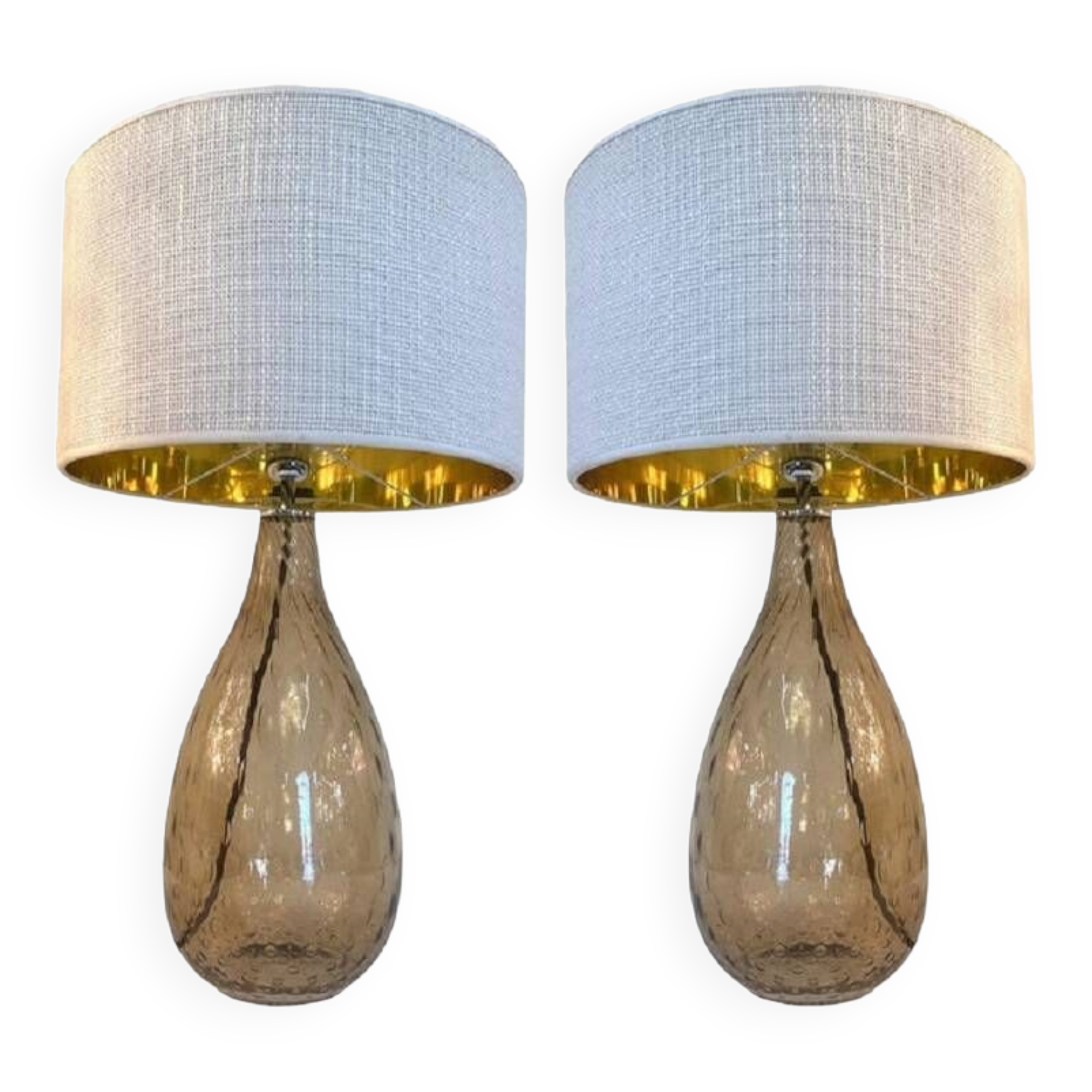Pair of Contemporary Fumè Table Lamps Murano Glass
