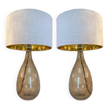 Pair of Contemporary Fumè Table Lamps Murano Glass