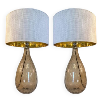 Pair of Contemporary Fumè Table Lamps Murano Glass