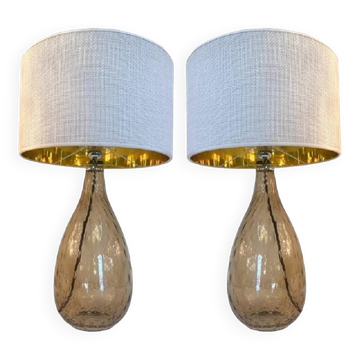 Paire de Lampes de Table Fumè Contemporaines en Verre de Murano
