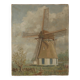 Tableau peinture acrylique sur toile moulin à vent hollandais vintage décoration campagne scandinave