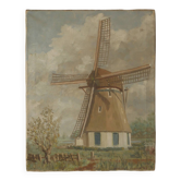 Acrylic painting on canvas vintage Dutch windmill Scandinavian countryside decoration