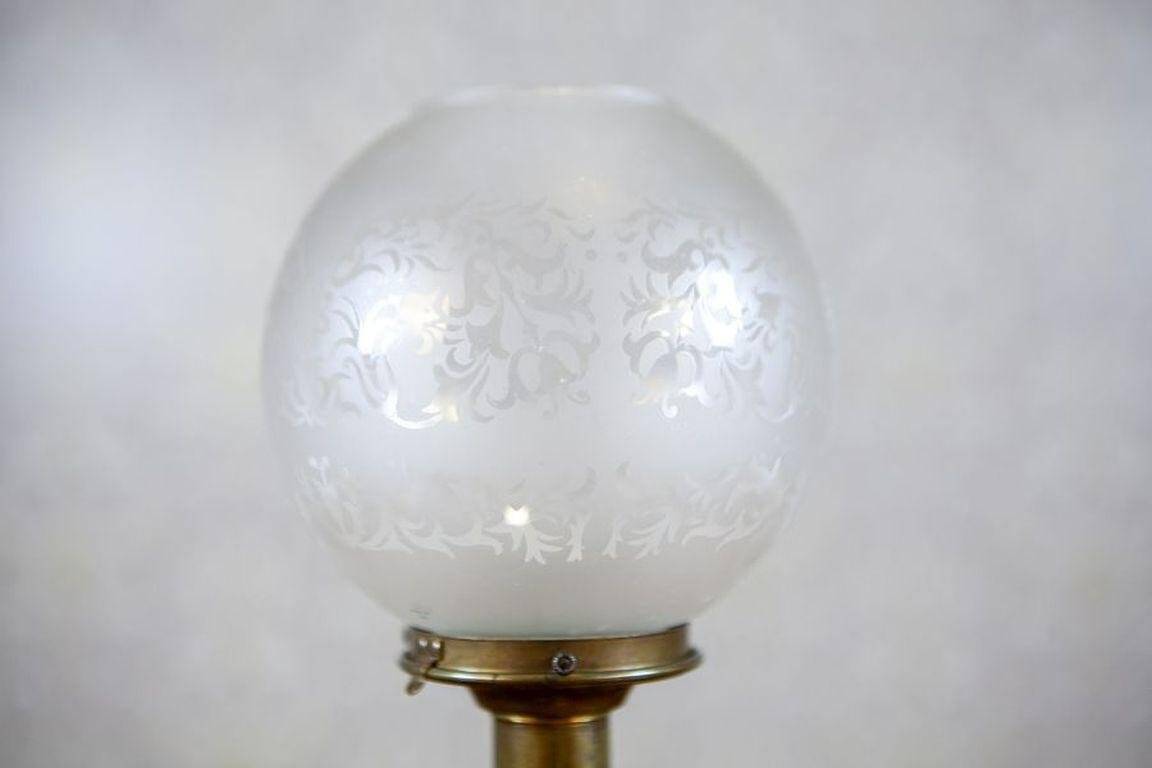 20th-Century Candleholders with Glass Shades, 1950s, Set of 2