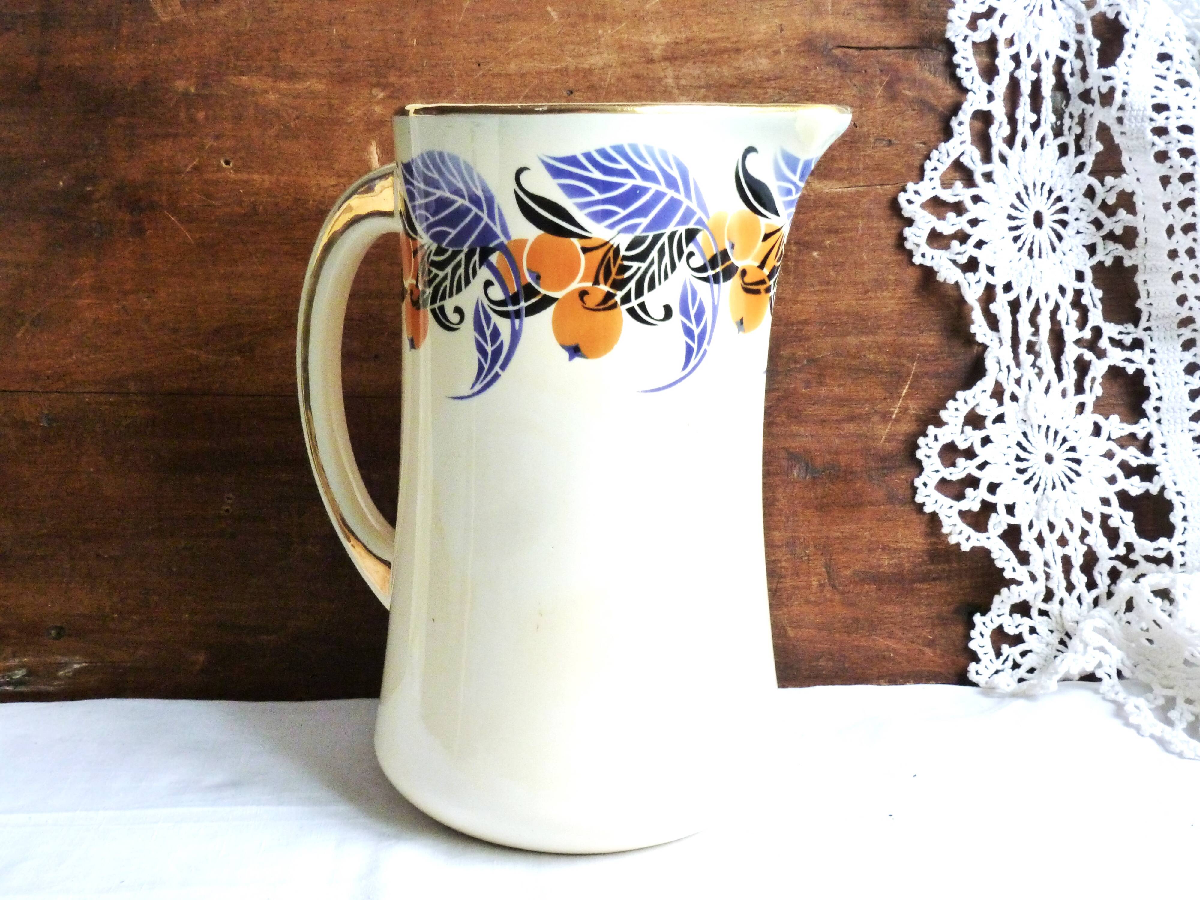 Vintage jug, ceramic toilet jug, pitcher, bathroom decor.