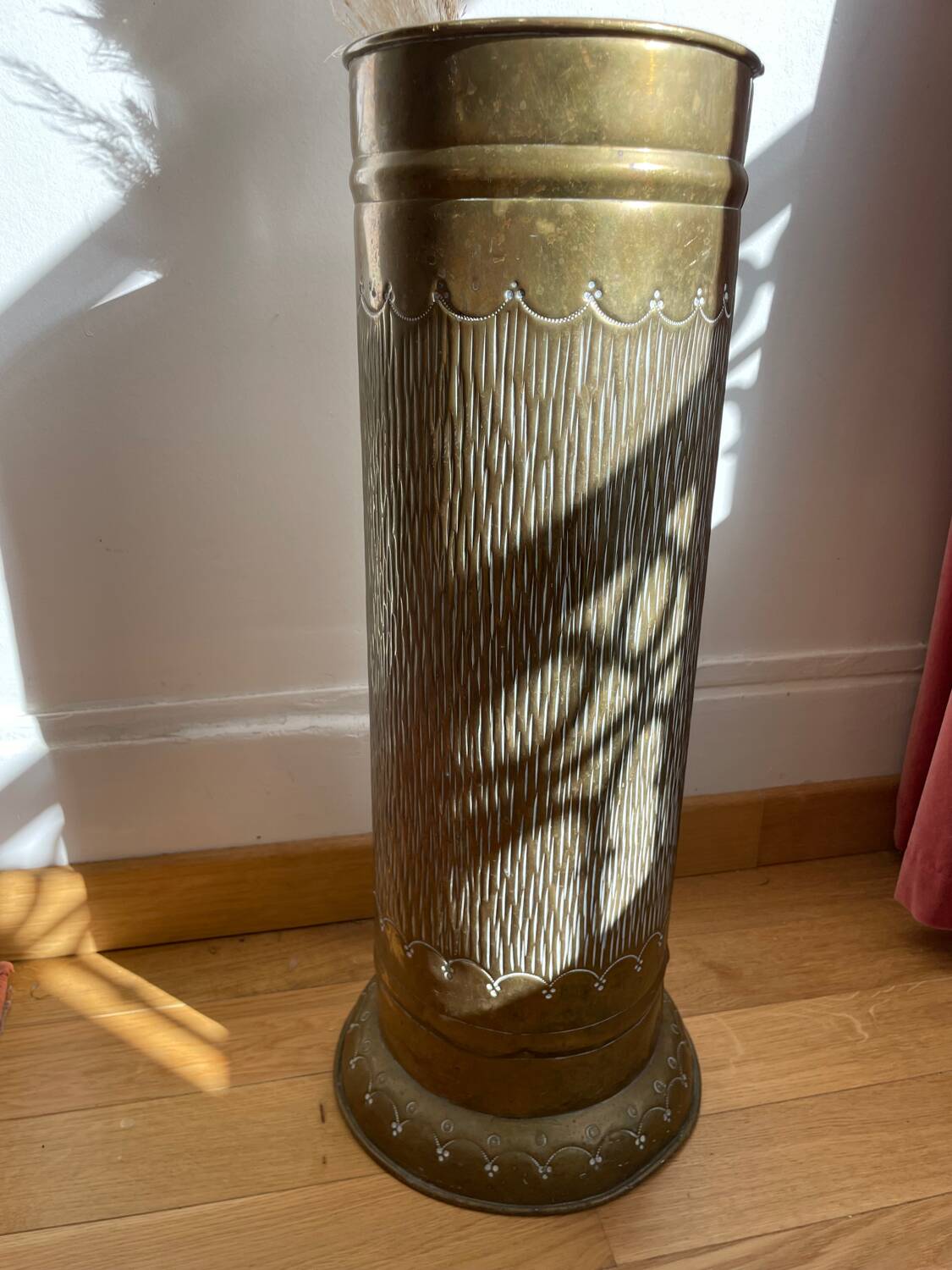 Gold metal umbrella stand