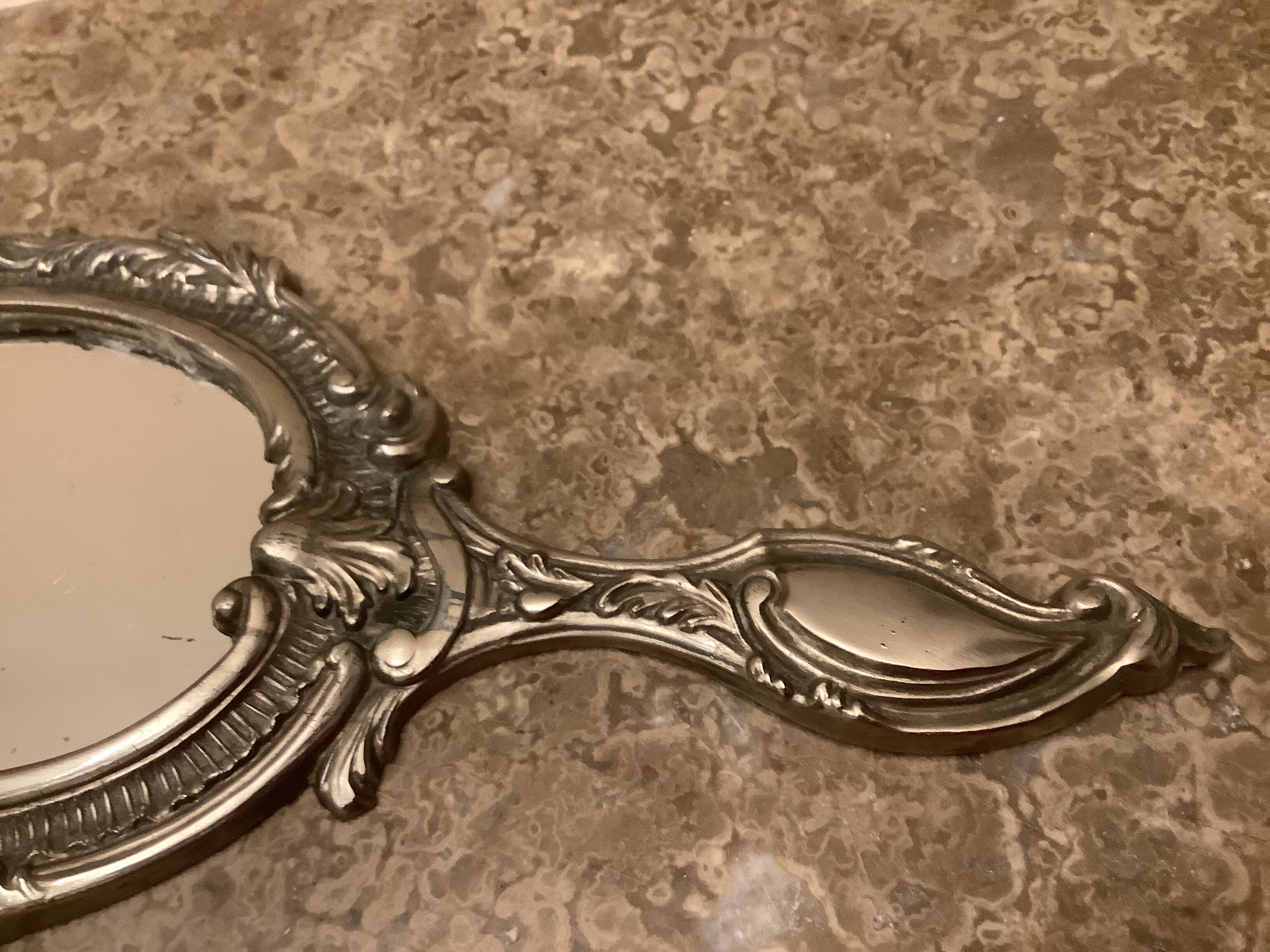 Silver hand mirror made in Belgium