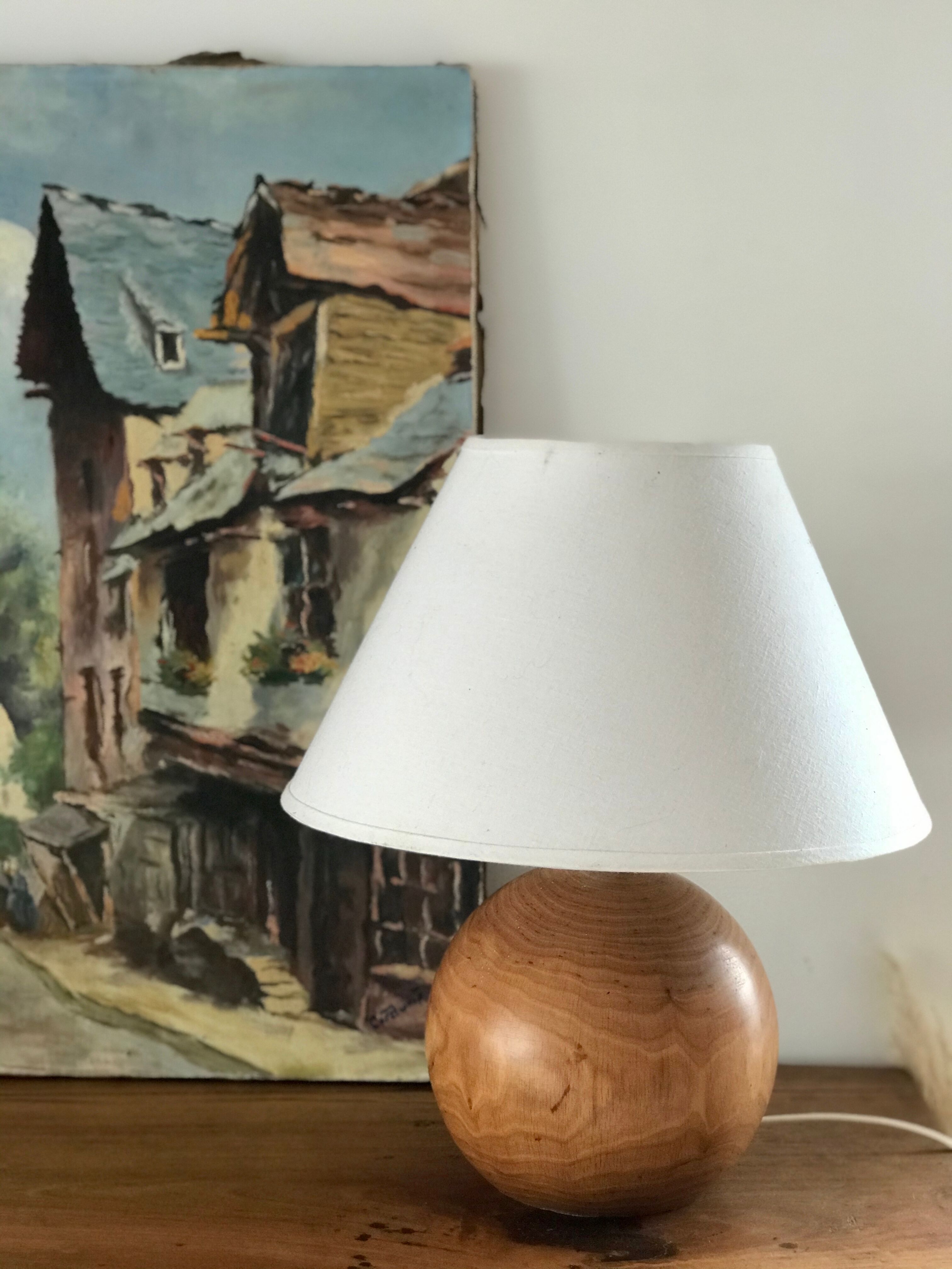 Lampe boule en bois