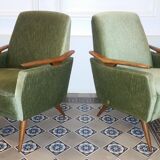Club Chair fabric with armrests teak 50s 60s