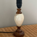 Alabaster and wood lamp base