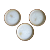 Set of 3 stoneware dessert plates with raised edges