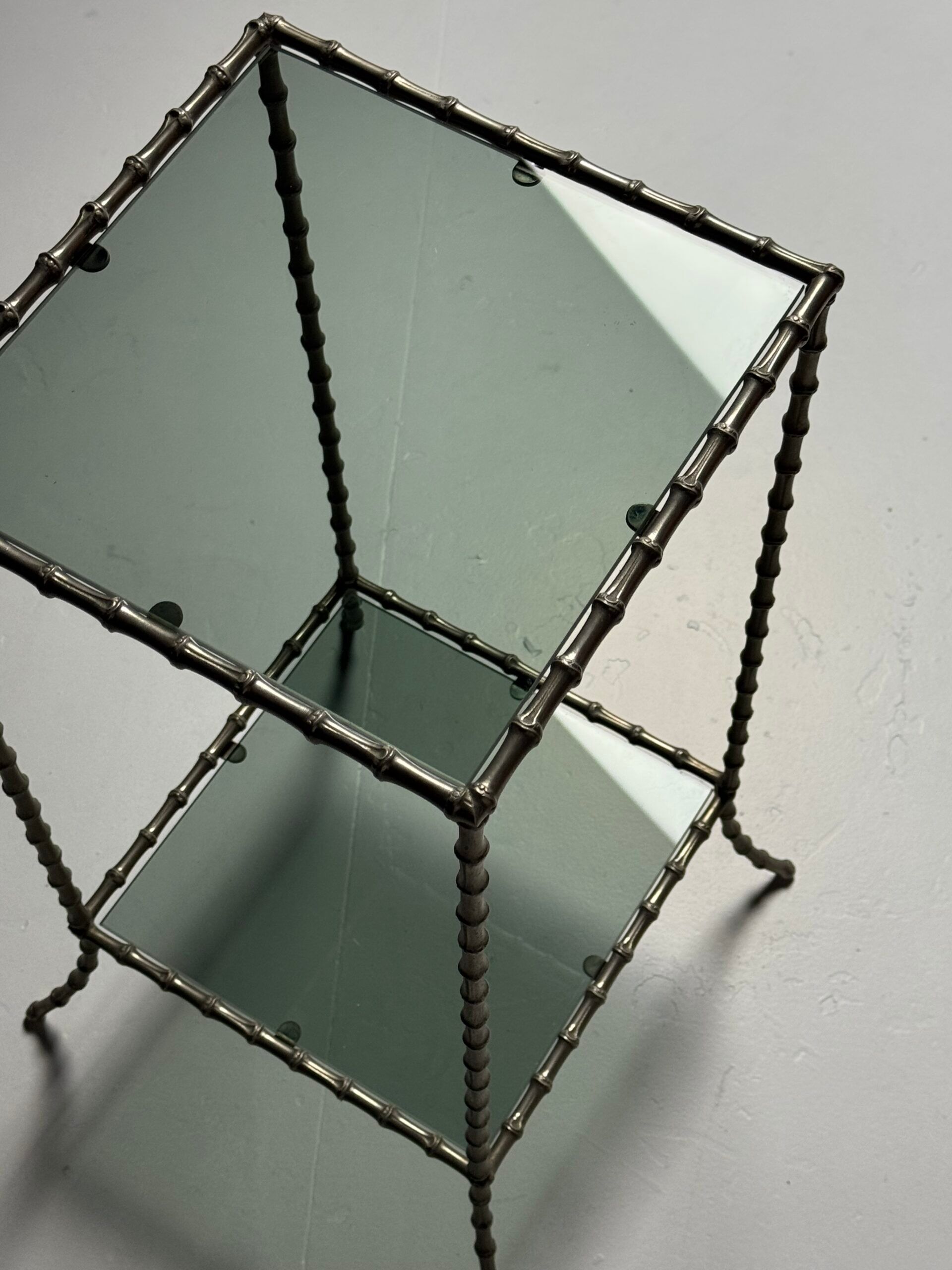 Faux bamboo side table metal