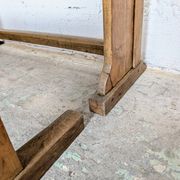 Double school desk and its wooden bench
