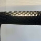 Pair of vintage wall lights, tubular and perforated black metal, Parscot France 1980