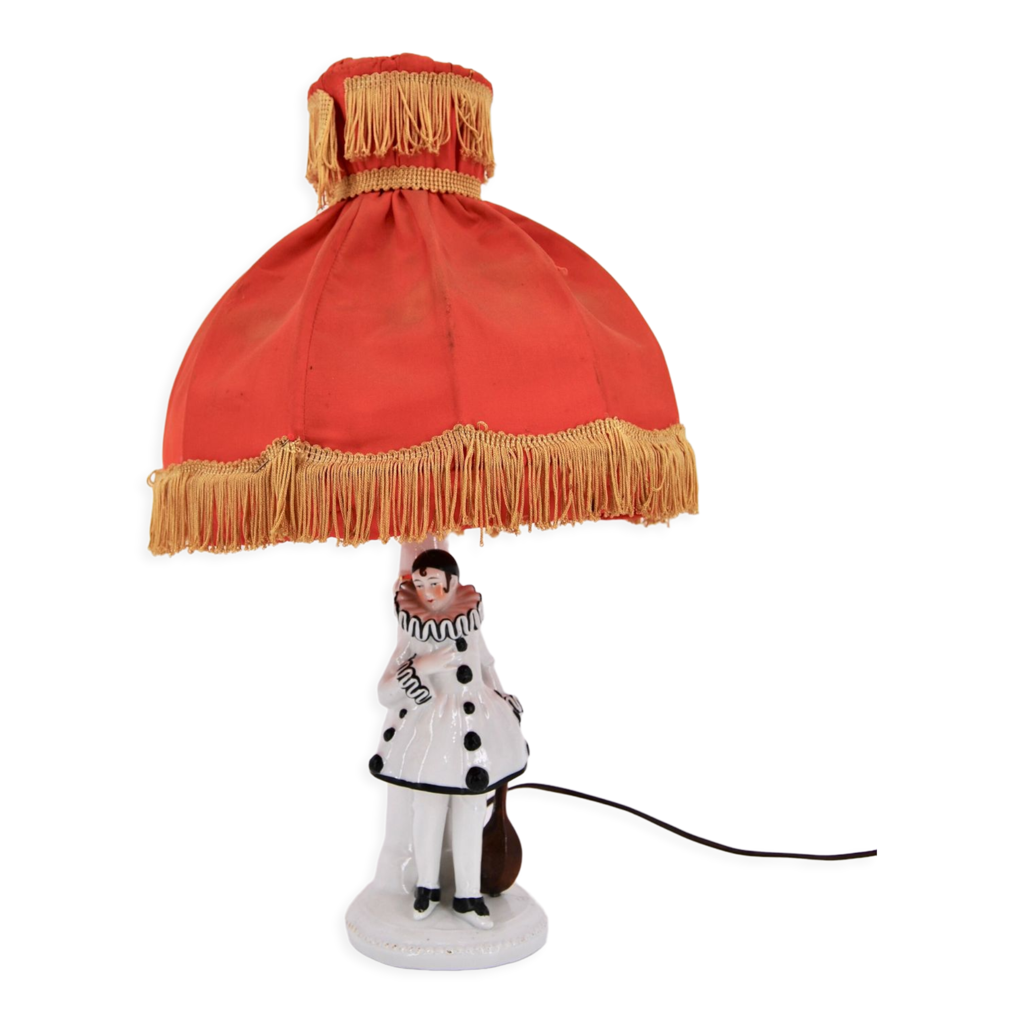 Old art deco ceramic lamp Pierrot 1930/40