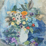 Still life with flowers and photograph