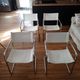 Set of 4 Cantilever Bahaus armchairs in off-white leather, chrome tubular base