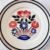 Lot de 6 Assiettes Apéritives Rustiques en Porcelaine HBCM Mulhouse Motif Printemps avec bord relevé